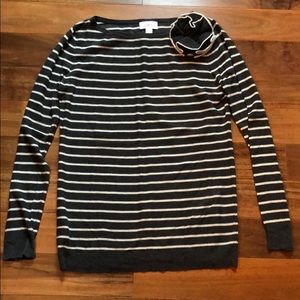 LOFT Size M striped sweater with corsage